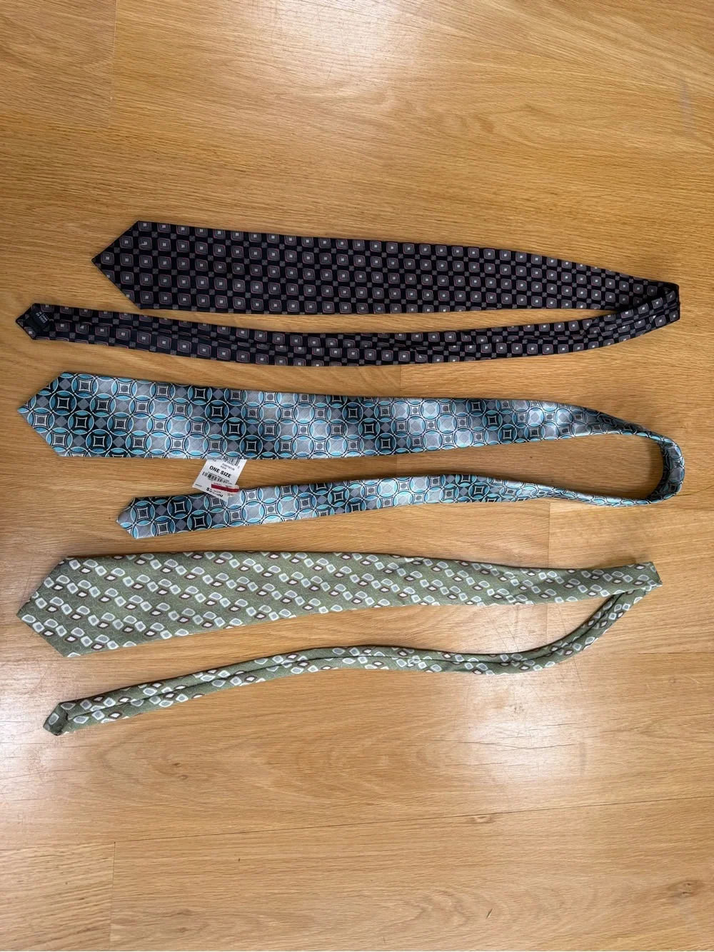 Black, Blue & Green Patterned Neckties - Set of 3